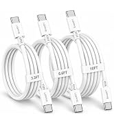 LOFPYE 3-Pack 60W USB C to USB C Cable 3.3FT+6.6FT+10FT for iPhone 17/16/15 | 60W PD Type-C fast ...