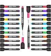 Magnetic Dry Erase Markers Fine Tip - 24 Pack 12 Colors Whiteboard Markers with Eraser Cap, Low O...