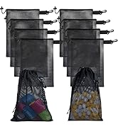 Riuog 10 PCS With Clips Mesh Drawstring Bags, Portable Nylon Storage Bags for toy,Sports Storage,...
