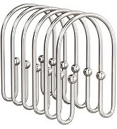 AmazerBath Shower Curtain Hooks, Nickel Shower Curtain Hooks Rust Proof, Non-Slip Simple Double H...