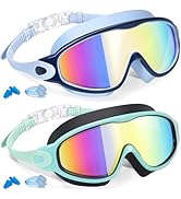 Keary 2 Pack Kids Swim Goggles for 3-15 UV Protection Anti-Fog Pool Water Swimming Goggles For Bo...