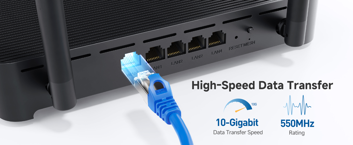 Durable Cat6A cable with gold-plated connectors for secure connections