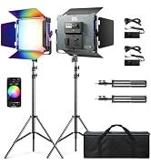 P80 LED Video Lighting Kit with APP Control,10 Applicable Scenes RGB LED Video Light Panel,60W 25...
