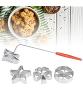 Rosette Iron Set with Handle, 4 Shapes Waffle Molds Set Cake Printing Cookie Pastry Mold Biscuit ...