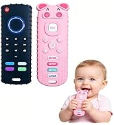 SOLIFEGOBLE 2 Pack Silicone Teething Toys, Cute Pig-Shaped Remote Control Style Teethers for Babi...