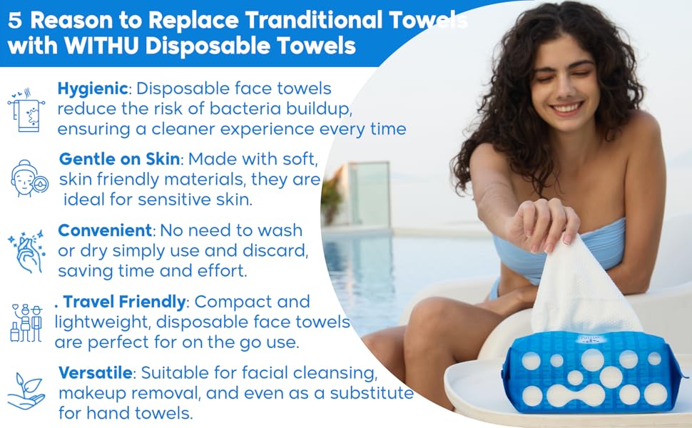 Face Towels, Soft, Thick, Durable Towelettes, Makeup Remover, Facial Cleansing Wipes, Dry Washcloths