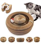 MAXTOOA Magnetic & Reversible Cat Cardboard Scratcher, Cat Toys for Indoor Cats, Collapsible Ball...