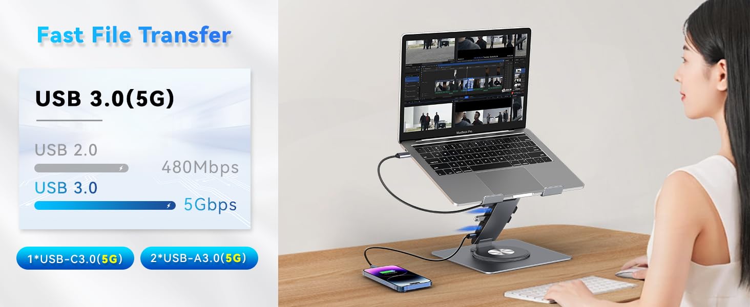 USB 3.0 Docking Station with laptop stand fast file transfer data transimission