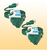 DEWENWILS 2 Pack 10FT Green Christmas Tri-Tap Extension Cord, ETL Listed | Short Range Layout, We...