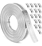 Hose Clamps, DIY 36 FT Metal Strap + 15 Fasteners, Hose Clamps Stainless Steel, Large Adjustable ...