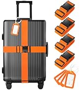 8 Pack Luggage Straps and Tags Set (4 Straps, 4 Tags), Luggage Straps for Suitcases TSA Approved ...