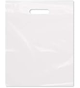 Purple Q Crafts Plastic Bag With Die Cut Handle Bag 12" x 15" White Plastic Merchandise Bags 100 ...