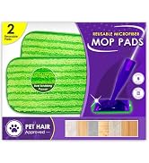Turbo Mops Reusable Floor Mop Pads - Pack of 2, Machine Washable, 12-inch Microfiber Mop Refills ...