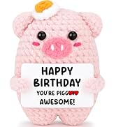 Agantree art Funny Birthday Gifts for Women Friends Daughter Crochet Pink Pig Happy Birthday Uniq...