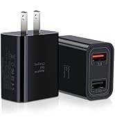 Dual USB Charger, 2-Pack Quick Charge 3.0 Wall Charger Power Adapter, Dual A Port 30W QC3.0 Fast ...