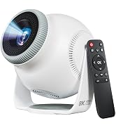 8K Video Decode / Android 14.0 Mini Smart Projector with WiFi 6 and Bluetooth 5.4, 450 ANSI Supp...