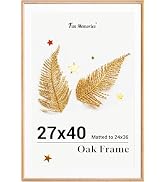 27x40 Picture Frame, Solid Oak Wood Frame for Wall, 27x40 Matted frame for 24x36, Natural Oak Woo...
