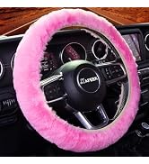 KAFEEK Fluffy Steering Wheel Cover 15 inch, Soft Fuzzy Steering Wheel Cover for Winter Warm, Anti...