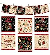 Yule Christmas Swedish Dishcloths for Kitchen, 6 Pcs Vintage Yule Decorations, Pagan Pentagram Sw...