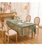 Raedan Floral Embroidered Lace Tablecloth Table Cover (Green, 55”x40”, Rectangle)
