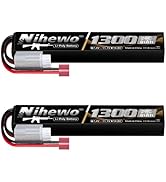 Nihewo Airsoft Battery Rechargeable 11.1V 1300mAh 3S Lipo Battery 20C with Dean-Style T Plug for ...