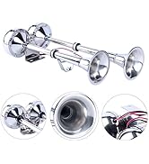 Amarine Made 12v Marine Boat Horn 125db Stainless Steel Dual Trumpet Horn for Ship Truck RV Trail...