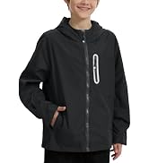 UIQUR Boys Girls Rain Jacket Kids Waterproof Raincoats 5-14 Years | Hooded Lightweight Windbreake...