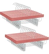 TOPIA HANGER Red Cedar Wooden Pants Hangers 20 Pack, Slacks Trouser Shorts Hangers with 2 Big Met...