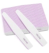50 Pcs Nail File Set, Emery Board Nail Files for Natural Nails 180/240 Grit Nail File for Natural...