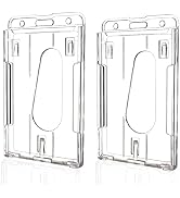 Teskyer Hard Plastic Badge Holder, Clear ID Badge Name Card Holder with Easy Access Thumb Slot, H...