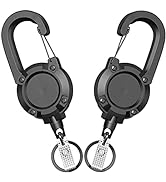 MDSXO Retractable Key Holder 2 Pack Heavy Duty Badge Holder Keychain, Black ID Badge Clip with Up...