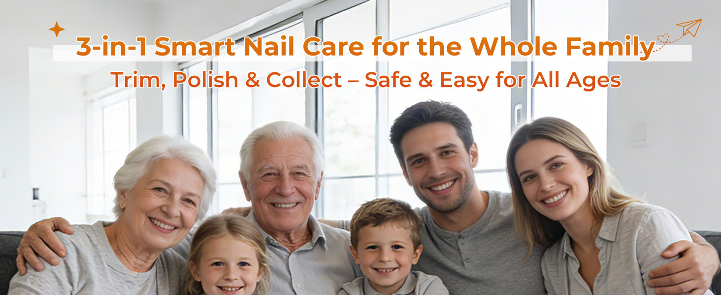 Mother trimming kids nails with AREDAN electric nail clipper, safe family grooming tool