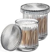 MKOSAB 2 Pack Qtip Holder - Apothecary Jars with Lids, Bathroom Organizers and Storage Canister f...