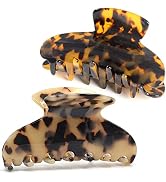 2 Pack Big Hair Claw Clips Tortoise Shell Nonslip Large Claw Clip For Women Celluloid Leopard Pri...