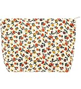 PAZIMIIK Makeup Bag Large Zipper Corduroy Make Up Pouch for Purse Travel Canvas Cosmetic Organize...