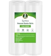 Syntus Vacuum Sealer Bags for food, 2 Pack 8" x 20' Commercial Grade Bag Rolls, Food Vac Bags for...