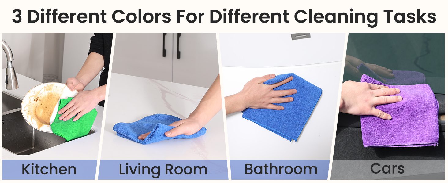 Microfiber Cleaning Cloths,All-Purpose Cleaning Towels,Soft Absorbent Cleaning Rags Kitchen Towels