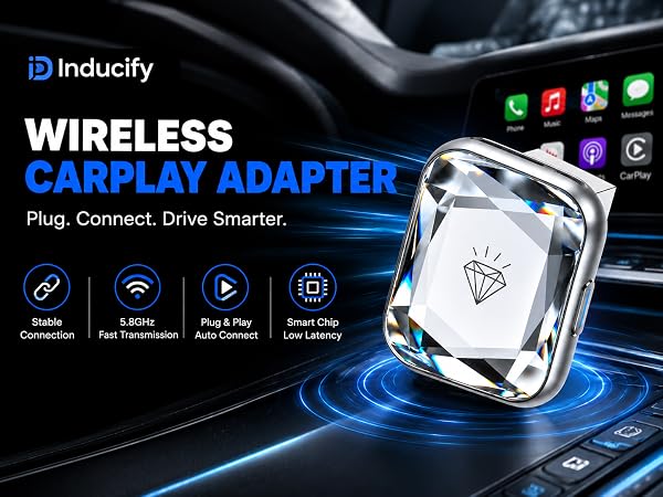 Wireless CarPlay Adapter for iPhone, Android Auto Adapter, One Click Switch | 5GHz WiFi Bluetooth
