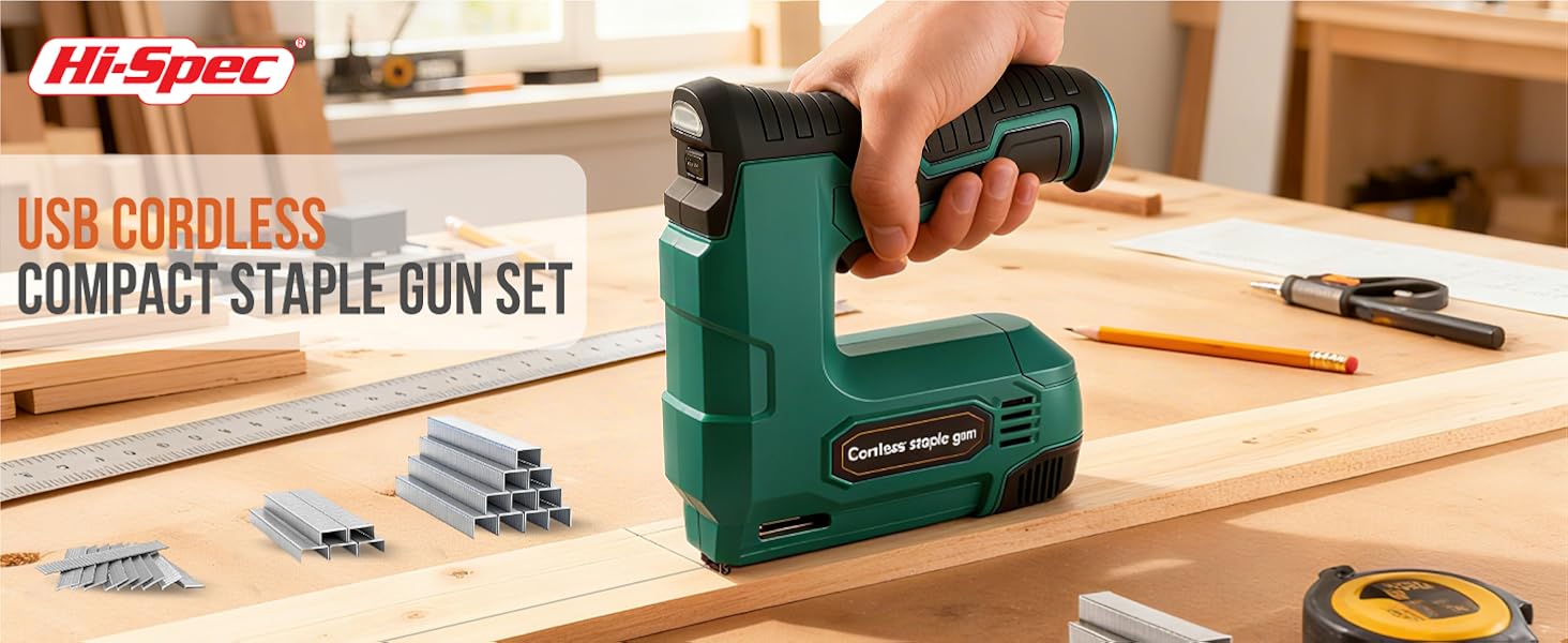 Hi-Spec 4V Cordless USB Staple Gun for DIY, Crafts, Furniture and Carpentry