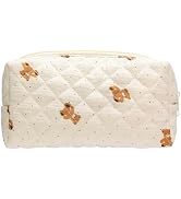 PAZIMIIK Vintage Quilted Makeup Bag Cosmetic Pouch for Brushes Pencils and Travel Make Up Accesso...