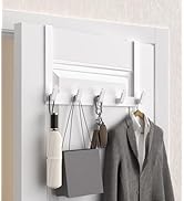 KitchLife Over The Door Hooks Hanger with Extended Brackets for Easy Use by Women, for 1 3/4" Doo...