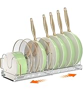 MUDEELA Pots and Pans Organizer Rack for under Cabinet, Expandable Pot Lid Kitchen Cabinet Organi...