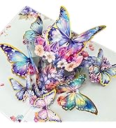 Hierein Pop Up Birthday Cards for Women, Butterfly Thank You Cards with Amethyst & Flower, 3D Gre...