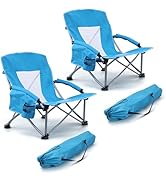 HaSteeL Low Beach Chairs for Adults, Lightweight Camping Folding Chair with Carrying Bag, Portabl...