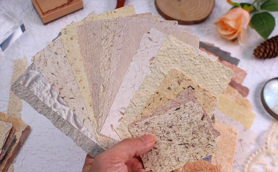 3D Embossed Textured Vintage Material Scrapbook Paper, Fiber Handmade Paper
