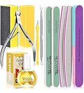TsMADDTs Nail Buffers and Files Set with Buffer Blocks, Cuticle Trimmer, Pusher and Cuticle Oil, ...
