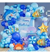 Under the Sea Party Decorations,147pcs Under The Sea Balloon Arch Garland Kit for Ocean Themed Un...