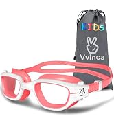 Vvinca Kids Swim Goggles, Polarized Swimming Goggles for Kids 6-14 Anti Fog Anti UV No Leak Clear...