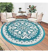 HiiARug 6Ft Round Outdoor Rug for Patios Clearance Reversible Mats, Plastic Straw Rug, Modern Are...