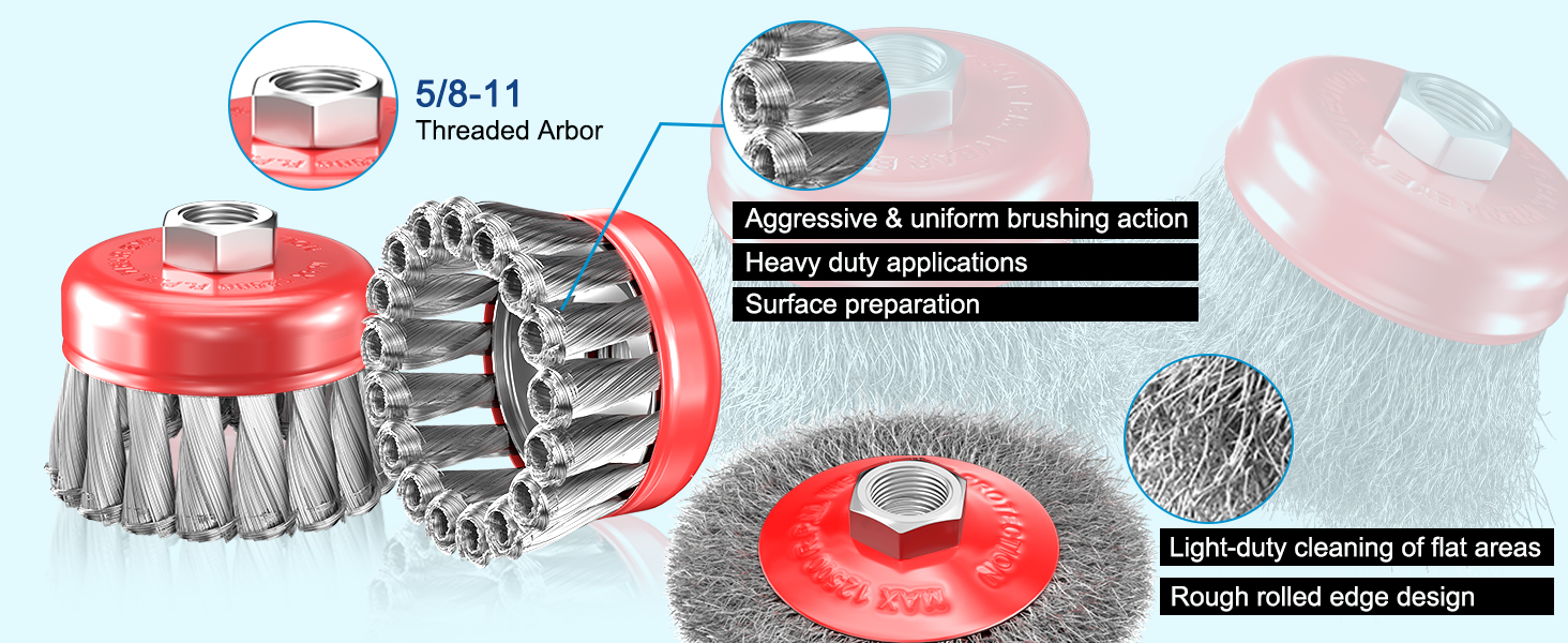 Wire Wheel Brush Set for 4-1/2" Angle Grinder